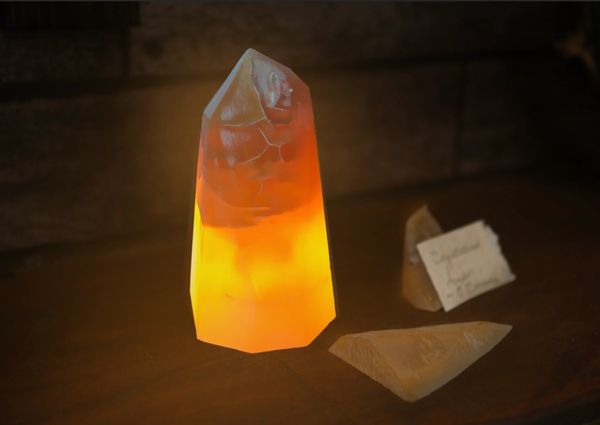 Glowing Amber gem made from Resin