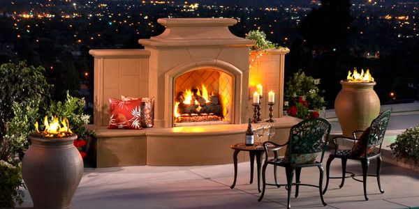 Majestic outdoor fireplace