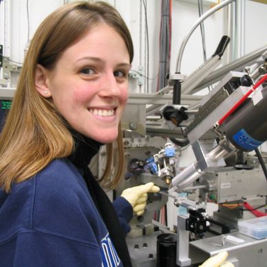 A ten-year old picture of Katie at the Advanced Photon Source in Chicago.