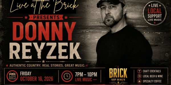Concert poster for Donny Reyzek at The Brick on October 16, 2026.
