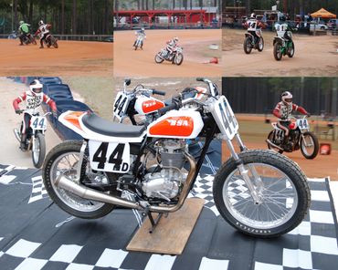 Wendell Poggie on the BSA B 50 flat tracker.  In his honor, Triple Deuce Cycles is now in the care o