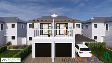 Front Street View of Duplex Units Render