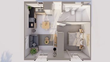 Type A Unit Floor Plan Wood Finish
