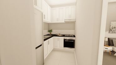 Type B Unit Kitchen Render - White Finish