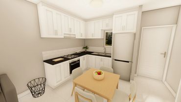 Type A Unit Kitchen Render White Finish