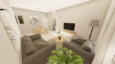 Type B Unit Lounge Render - White Finish