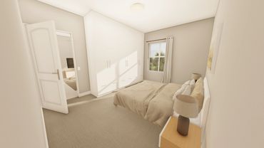 Type C Unit Bedroom Render White Finish