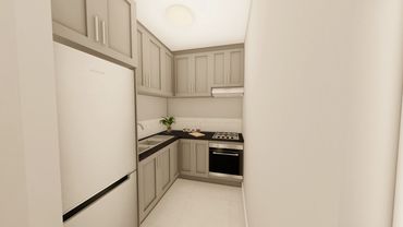 Type C Unit Kitchen Render Grey Finish