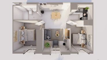 Type B Unit Floor Plan Redner -  White Finish