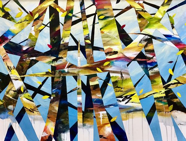 "Spring Arising" is a color rich painting from the "Into the Trees" collection by artist Cam Cline.