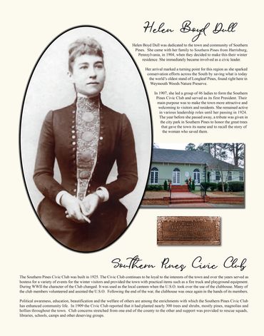 Historical poster about Helen Boyd Dull created for the Southern Pines Civic Club.