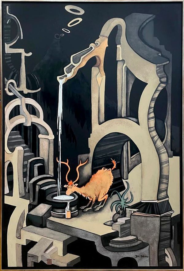 Dr Seuss limited edition print of a deer at a fountain.