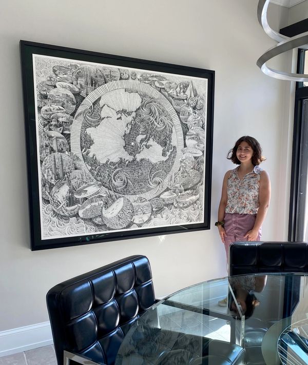 Oversized artwork depicting a world cruise, featuring Tru-Vue Optium Museum Acrylic