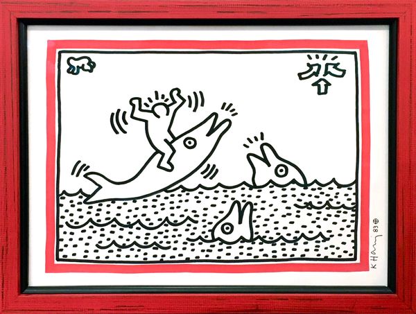 Keith Haring dolphin print from 1983.