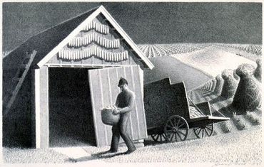 Grant Wood:  Seed Time and Harvest  - signed lithograph