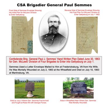 Historical poster about CSA troop movements at Gettsysburg 1 July 1863 written by Brig Gnl Semmes.
