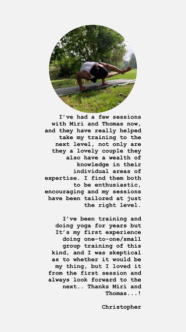 A positive review for the calisthenics training and yoga from client Christopher.