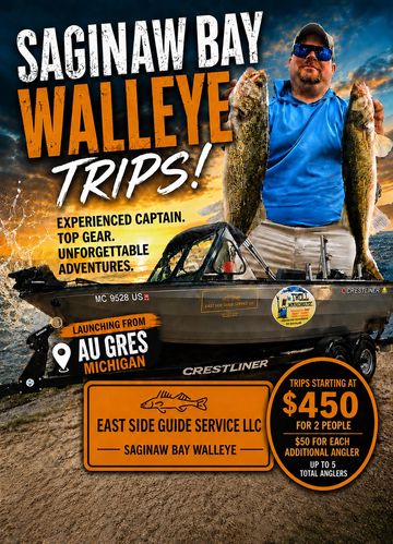 Fishing trips to Saginaw Bay with expert guide from Au Gres, Michigan.