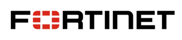 Fortinet logo with red segmented square and black text.
