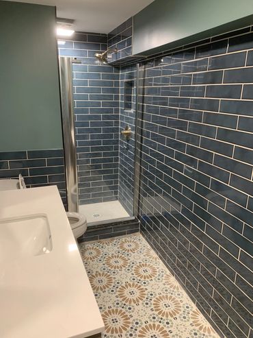 Bathroom tile installation done by Rentschler Remodeling and Construction in St. Charles, IL.