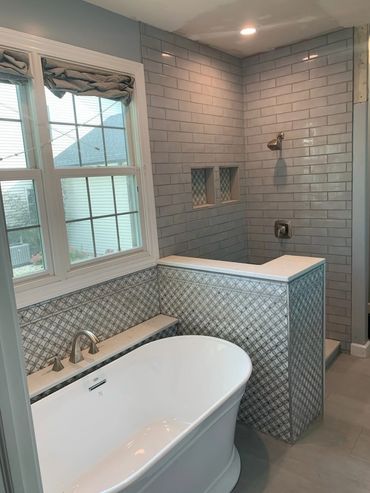 Bathroom tile installation done by Rentschler Remodeling and Construction in St. Charles, IL.