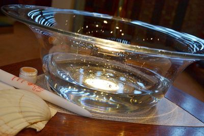 baptism font shell candle