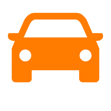 Bright orange speech bubble with white background.