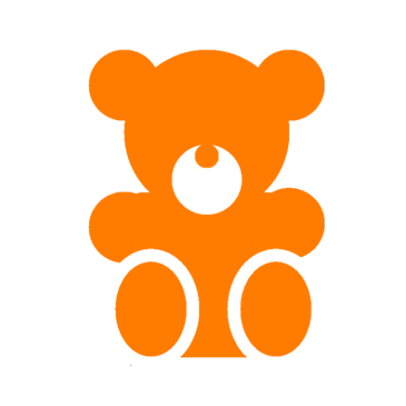 Orange abstract shape with three rounded lobes on a white background.