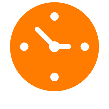 Orange Pac-Man shape with a white background.