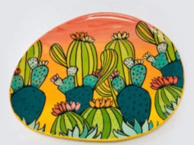 A plate with cacti designs