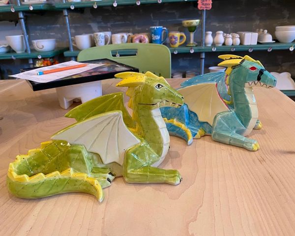 Two dragon ceramic designs