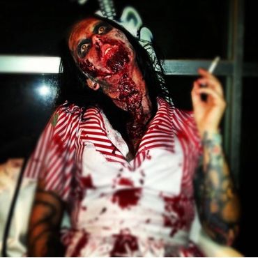 Special Effects Make Up. Zombies, Zombie Make Up done by Haunted Avenue on Halloween. Smoking Kills