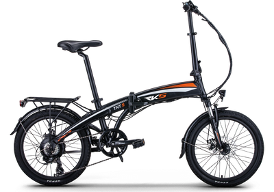 a small black foldable electric bike