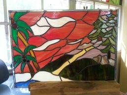 Wedding gift for couple order to have palm tree and fir trees. Can you find the 2 hearts in it?