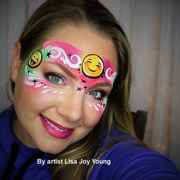 Kryvaline face paint design Emoji by Lisa Joy Young.