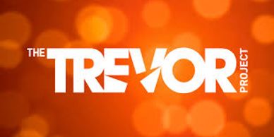 The bright orange logo for the Trevor Project