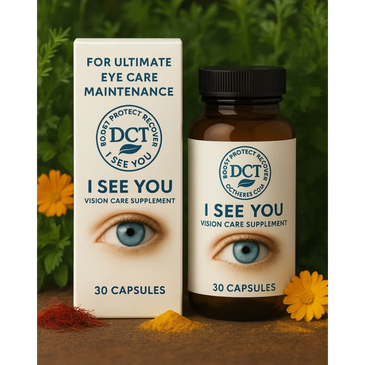 an image of dct ultimate eye care maintenance. images of saffron, tumeric and herbs www.dctherbs.com