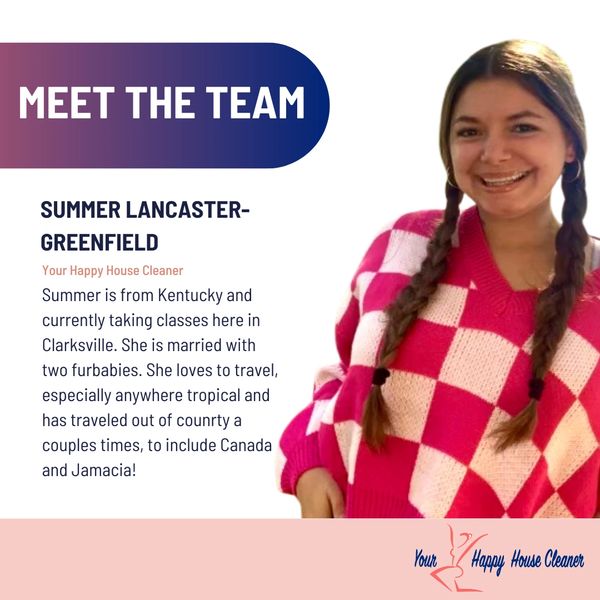 Summer Lancaster-Greenfield, house cleaner, loves travel and has two pets.