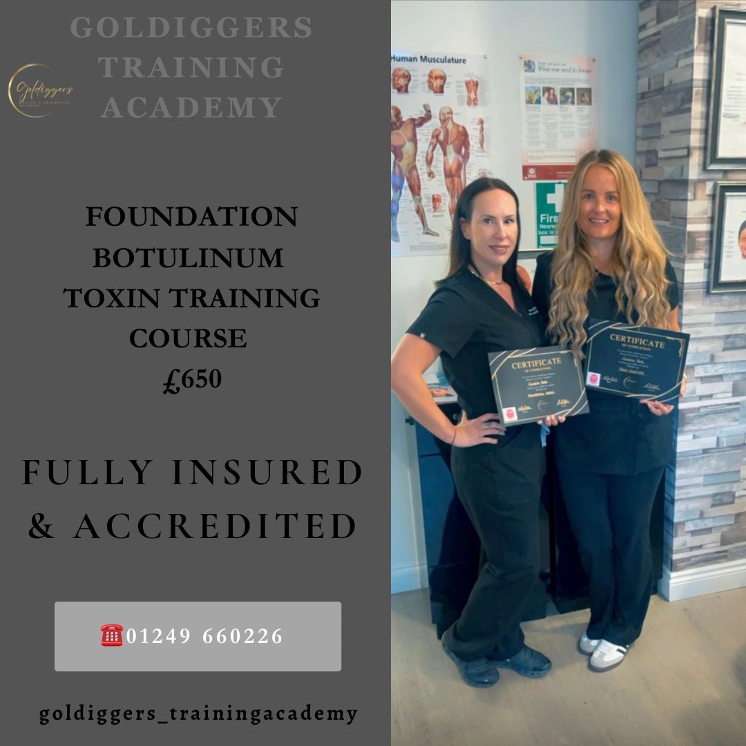 Two women proudly holding certificates after completing botulinum toxin training.