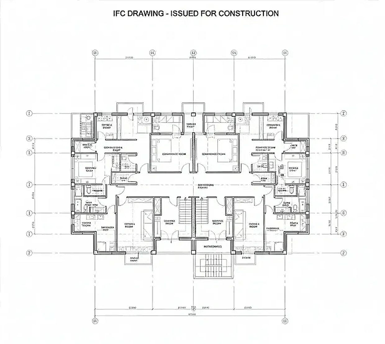 Architectural floor plan for residential construction.