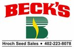 Logo for Beck's Hroch Seed Sales with contact information.