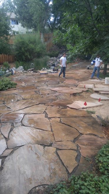 Large Flagstone Patio Installation