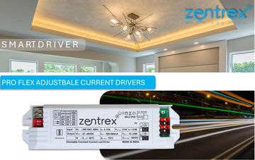 Zentrex Pro Flex Adjustable Current LED Driver with modern ceiling lighting.