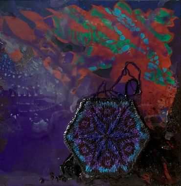 painting called Paint and Fiber Series #1 "Ancestral Messages"