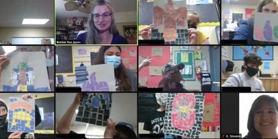 a screenshot of a Zoom meeting with twelve individuals showing their artwork