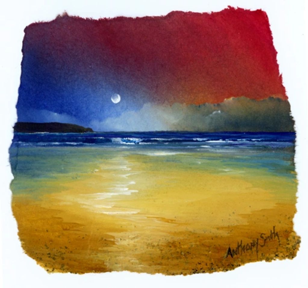 Moon rise sunset beach scene Code: 1340