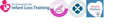 Logos of organizations supporting infant loss and fertility awareness.
