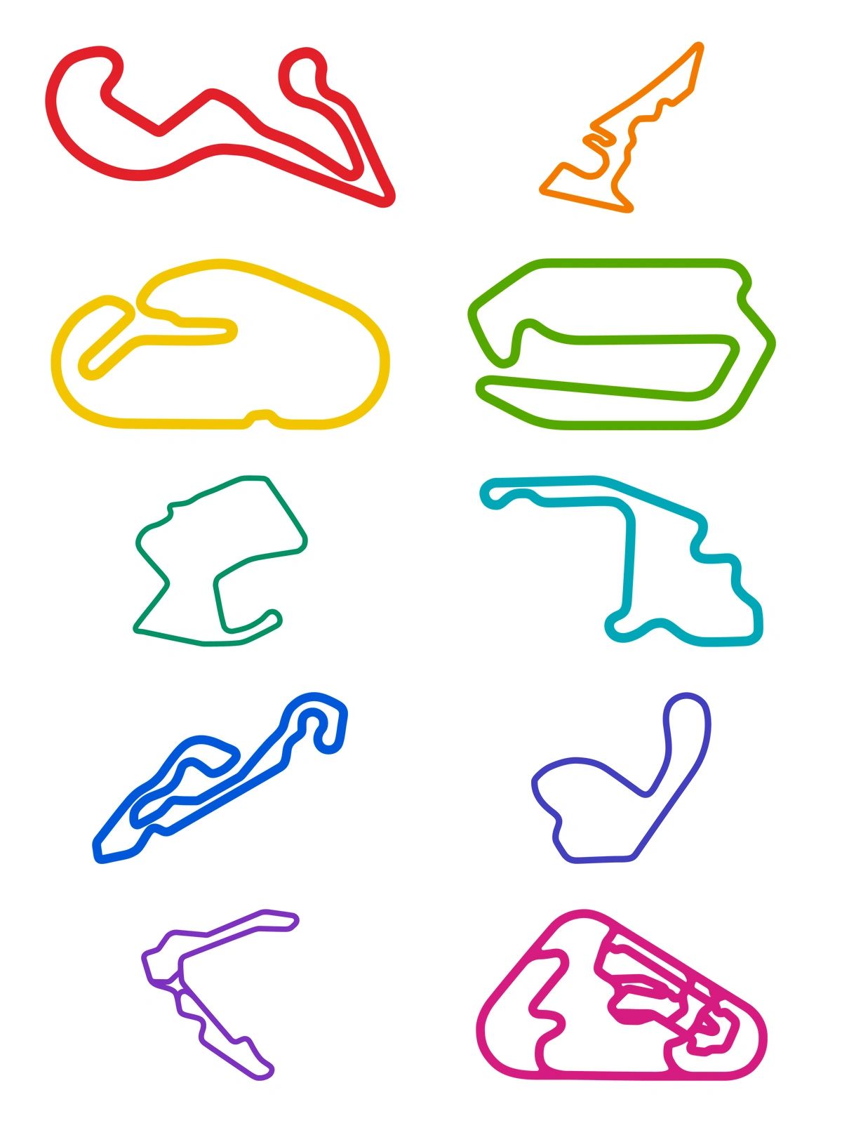 Multicolored track maps