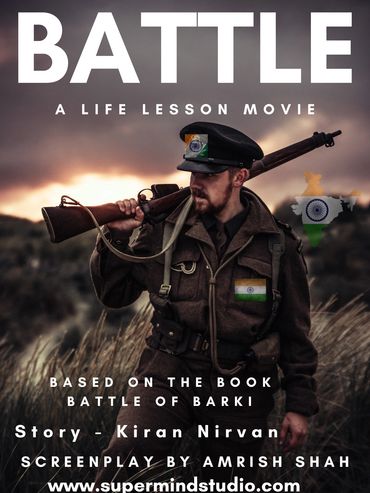 Movie poster 'Battle,' a life lesson film based on the Battle of Barki, featuring an Indian Soldier
