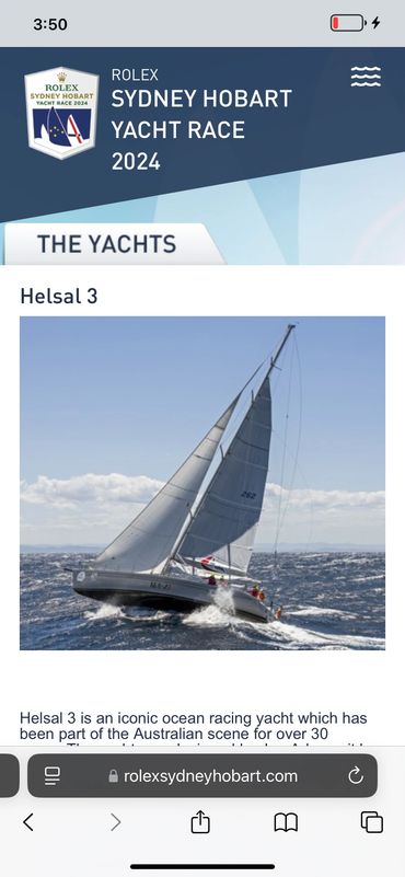 Helsal 3 yacht sailing in the 2024 Sydney Hobart Yacht Race.